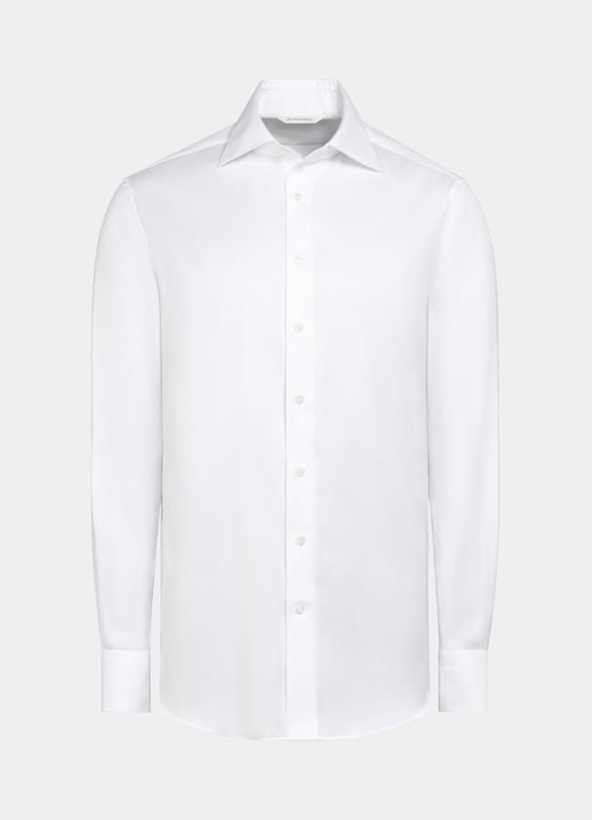 SUITSUPPLY Wrinkle-Free Cotton White Classic Collar Shirt