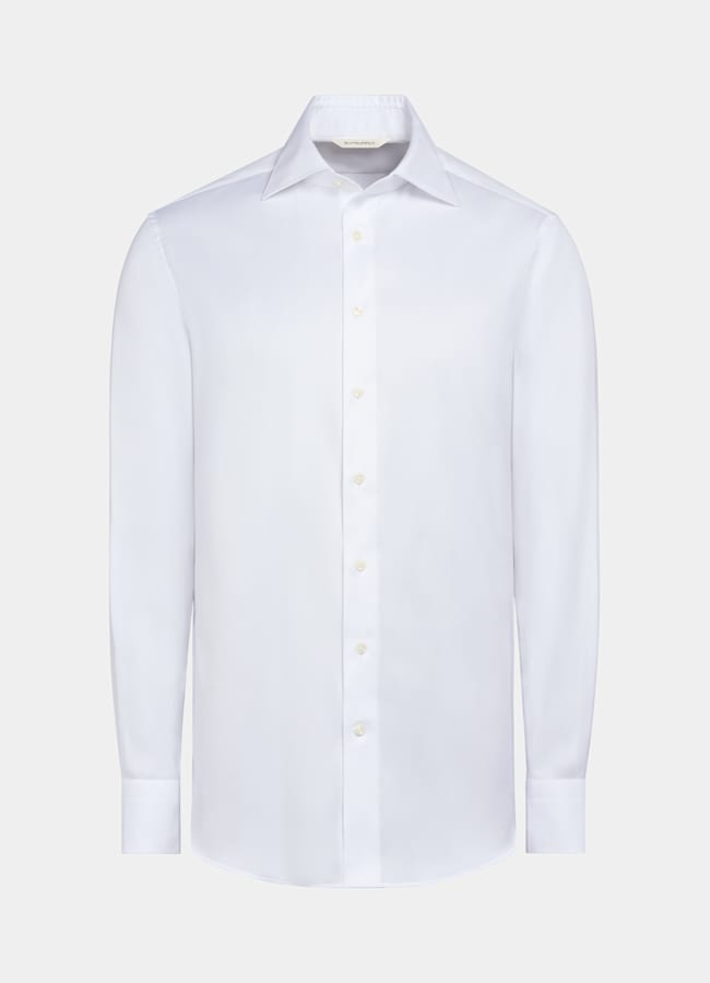 SUITSUPPLY Wrinkle-Free Pima Cotton by Weba, Switzerland White Widespread Collar Shirt