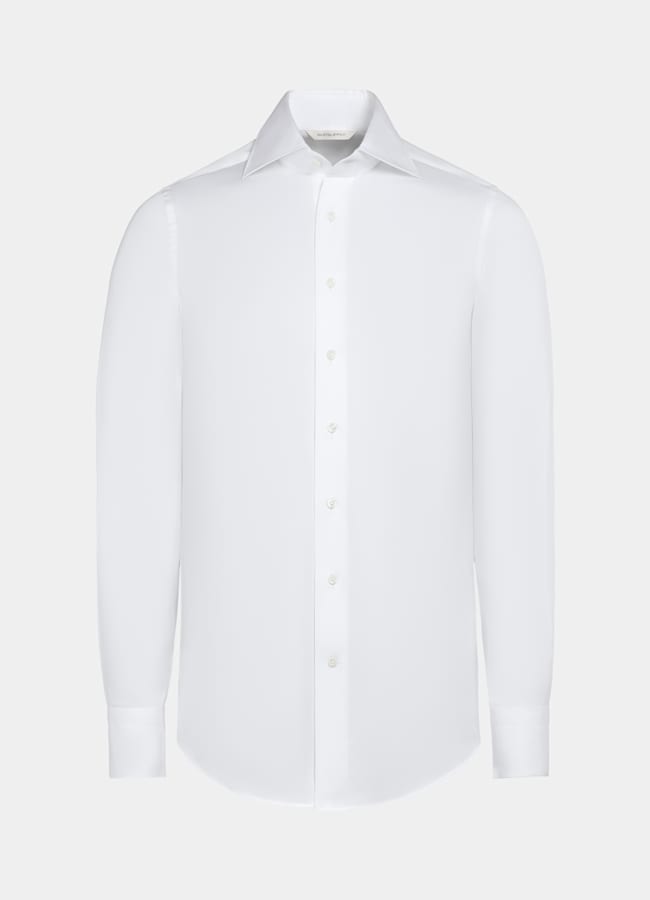 SUITSUPPLY Egyptian Cotton by Thomas Mason, Italy White Widespread Collar Shirt