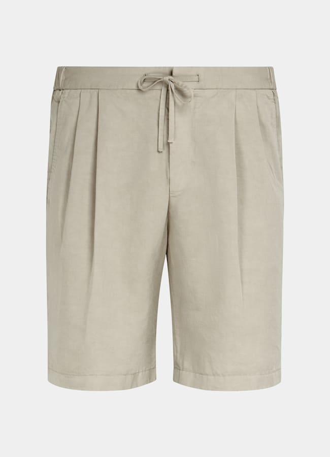 SUITSUPPLY Cotton Linen by Di Sondrio, Italy Sand Straight Leg Shorts