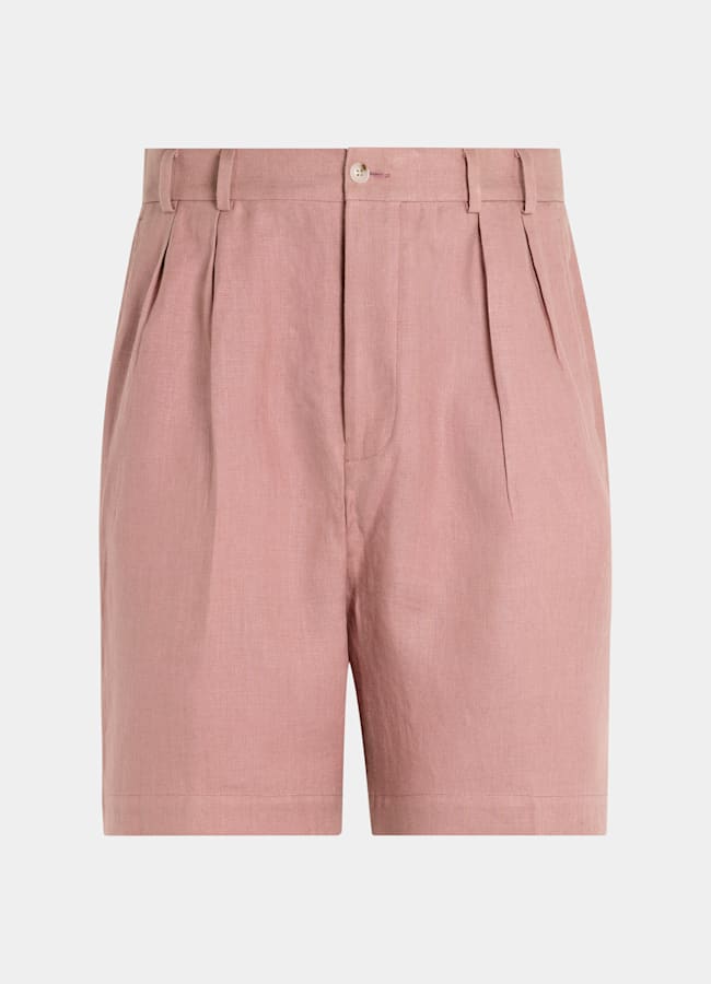 SUITSUPPLY Pure Linen by Di Sondrio, Italy Pink Straight Leg Shorts