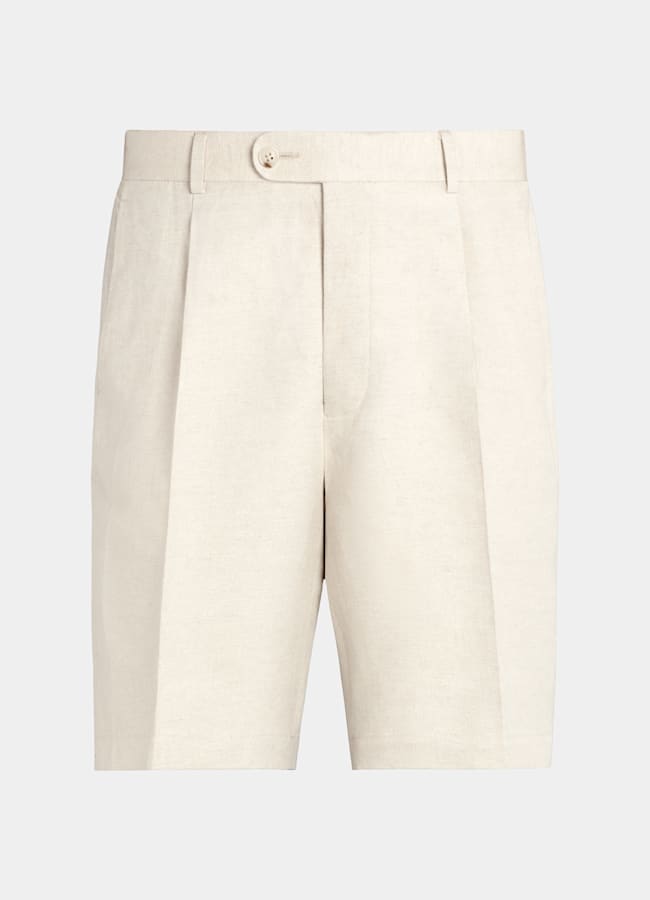SUITSUPPLY Cotton Linen by Di Sondrio, Italy Sand Straight Leg Shorts