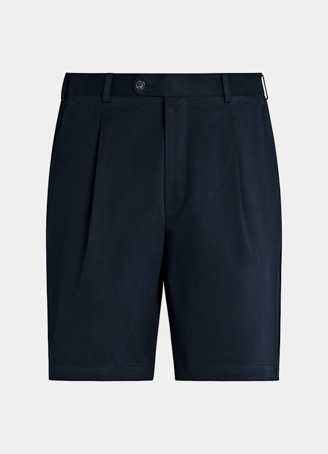 SUITSUPPLY Stretch Cotton by Di Sondrio, Italy Navy Straight Leg Shorts