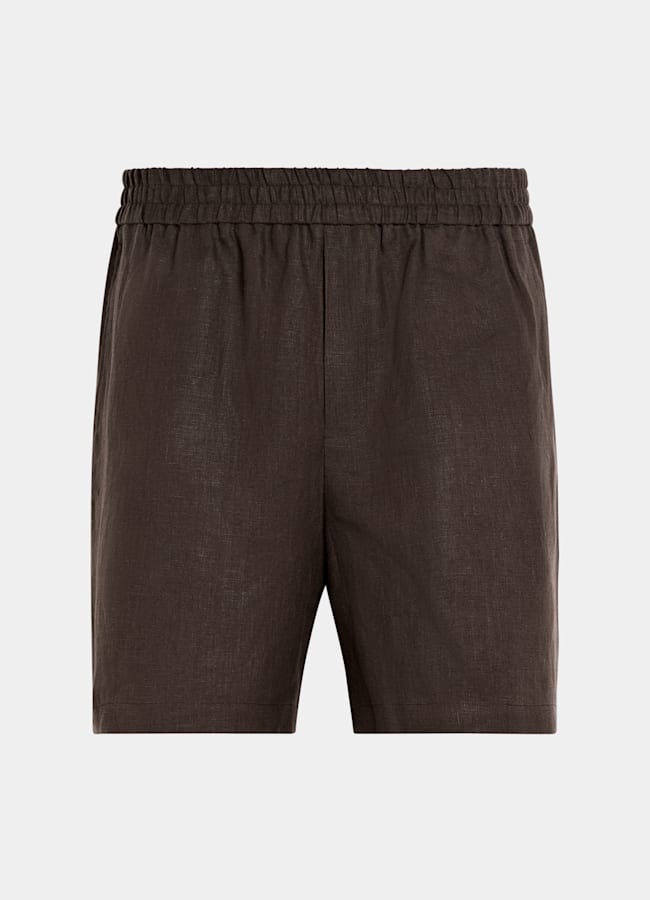 SUITSUPPLY Reines Leinen von Leomaster, Italien Shorts mittelbraun Straight Leg