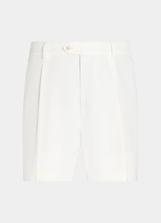 SUITSUPPLY Pure Cotton by Di Sondrio, Italy Off-White Straight Leg Shorts