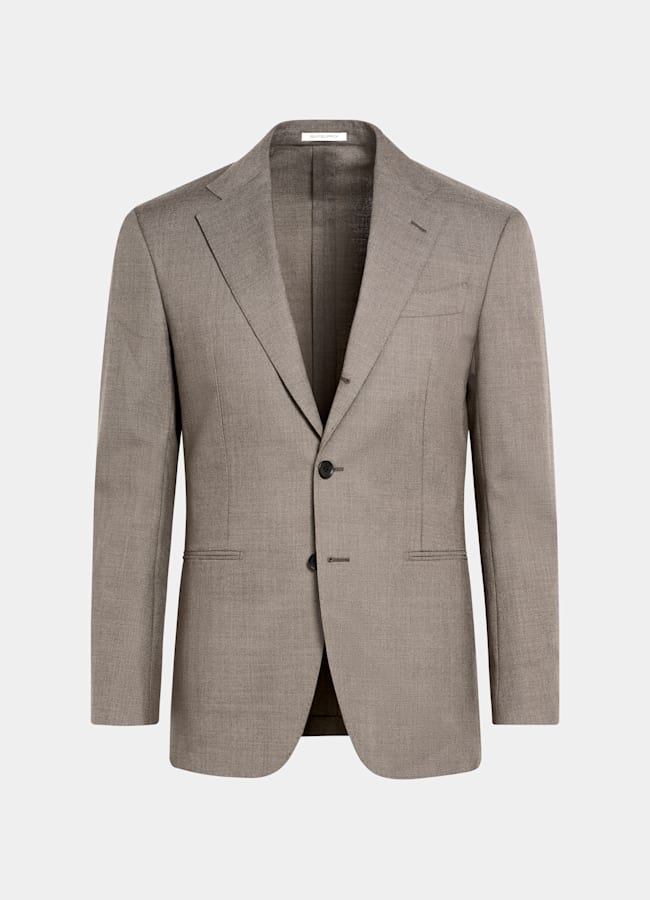 SUITSUPPLY All Season Wrinkle-Free 4-Ply Wool by Rogna, Italy Taupe Tailored Fit Havana Suit
