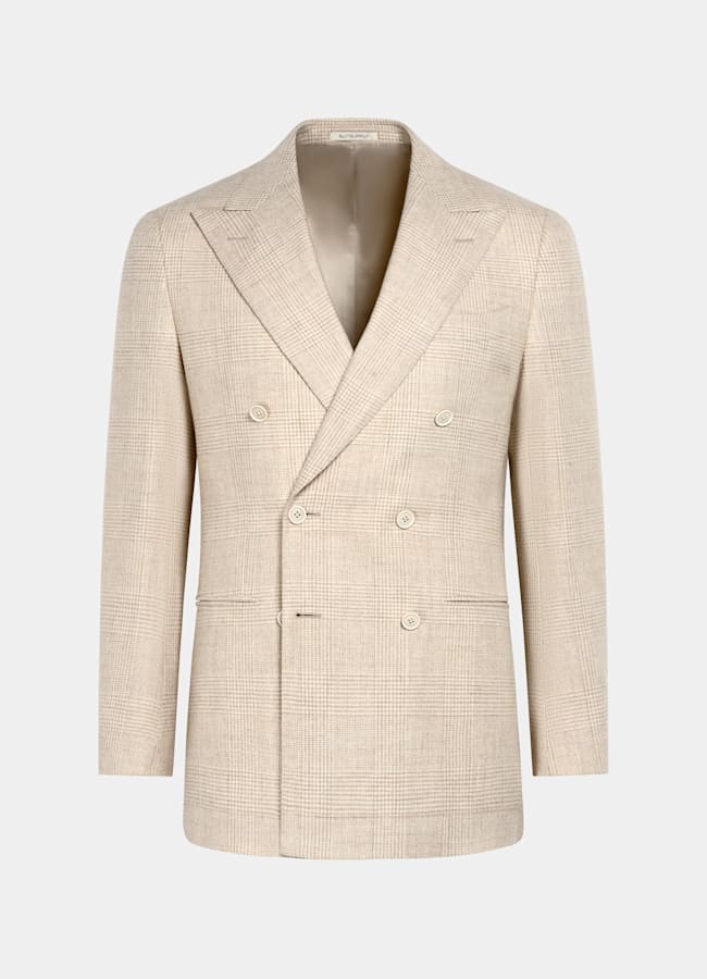 SUITSUPPLY Invierno Alpaca, lana y poliamida de Ferla, Italia Traje Havana de cuadro arena tailored fit