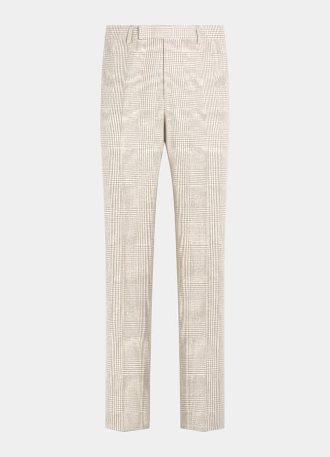 SUITSUPPLY Frühjahr/Sommer Leinen Baumwolle Seide Wolle von Ferla, Italien Sandfarbenes kariertes Havana-Sakko Tailored Fit