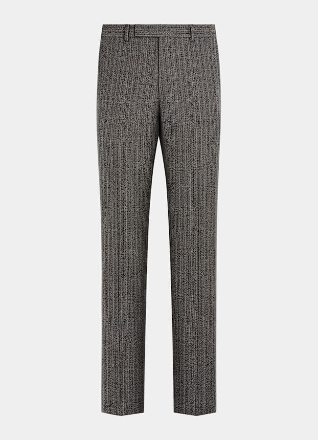 SUITSUPPLY All Season Wool Mohair by Rogna, Italy Dark Brown Striped Tailored Fit Milano Suit