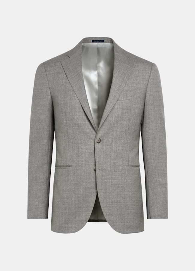 SUITSUPPLY All Season Pure Tropical Wool by Vitale Barberis Canonico, Italy Light Grey Perennial Tailored Fit Lazio Suit