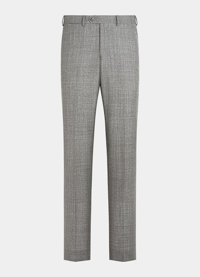 SUITSUPPLY All Season Pure Tropical Wool by Vitale Barberis Canonico, Italy Light Grey Perennial Tailored Fit Lazio Suit