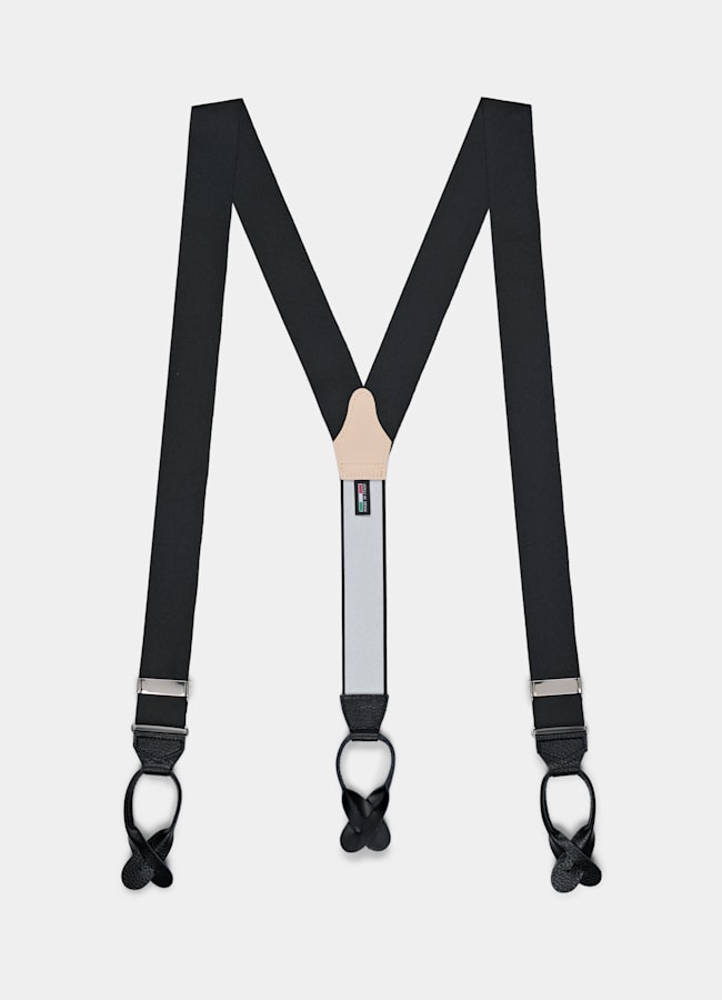 SUITSUPPLY Polyester Blend & Leather by Gigidue, Italy Black Suspenders