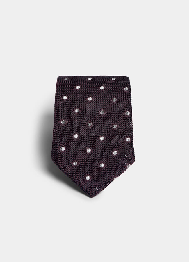 SUITSUPPLY Silk by Canepa, Italy Dark Red Dots Grenadine Tie