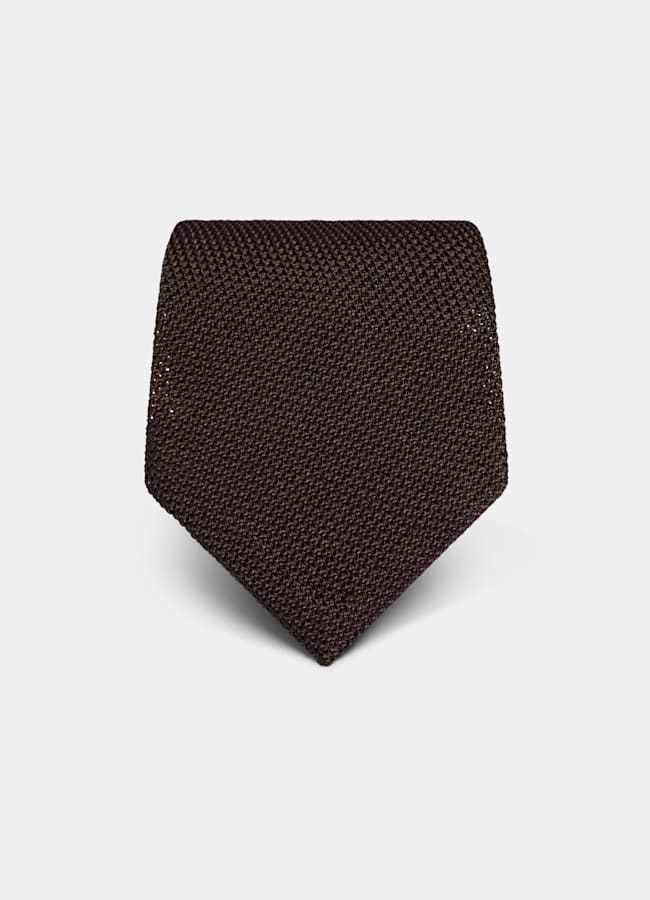 SUITSUPPLY Pure Silk by Fermo Fossati, Italy Dark Brown Grenadine Tie