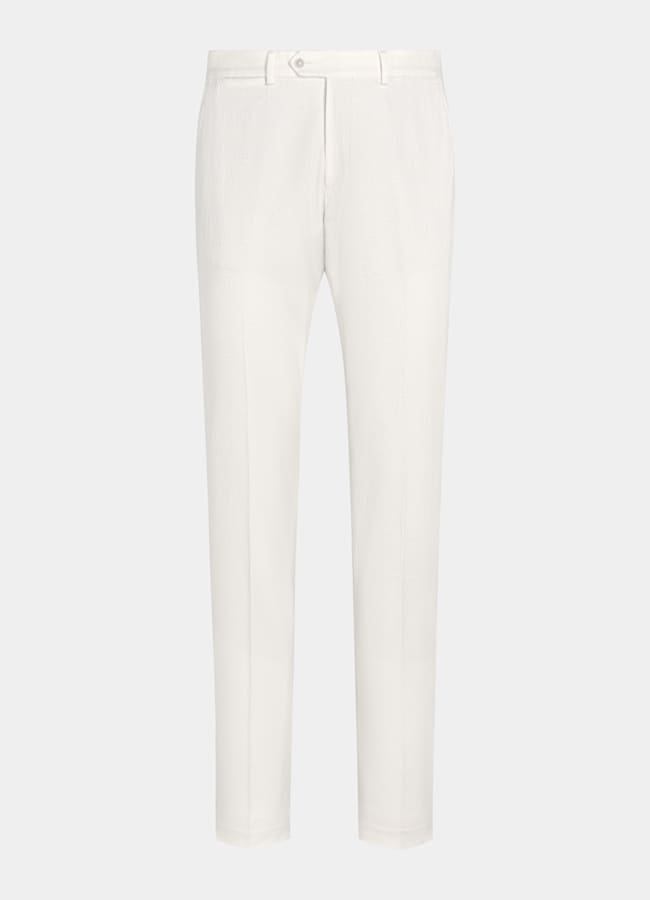 SUITSUPPLY All Season Stretch Cotton by Cervotessile, Italy Off-White Slim Leg Straight Chinos