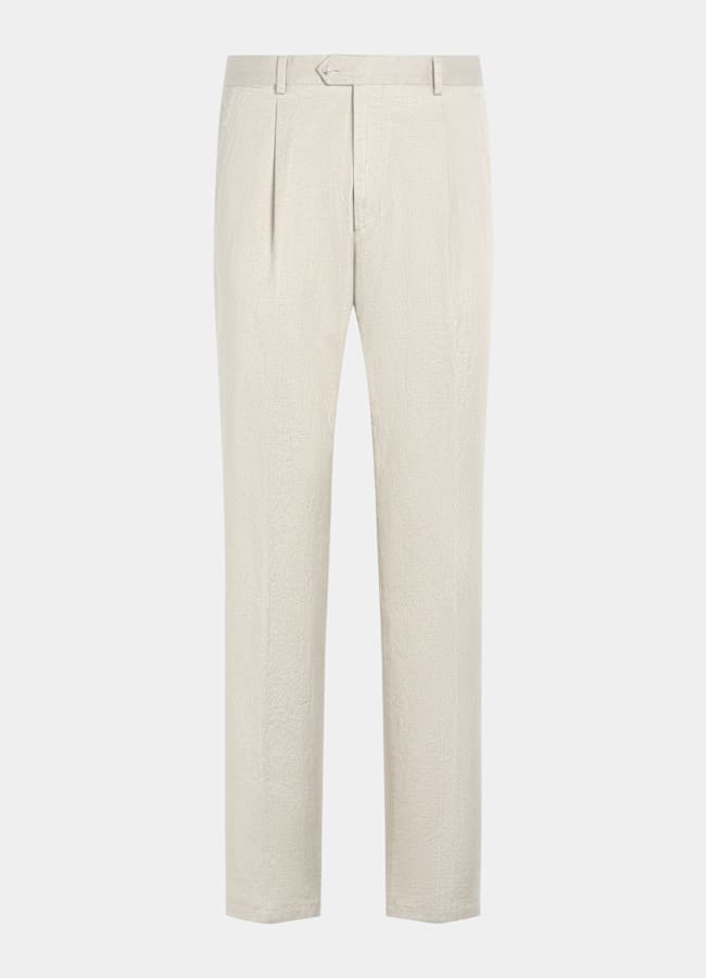 SUITSUPPLY All season Stretch-Baumwolle von Cervotessile, Italien Chino sand Wide Leg tapered