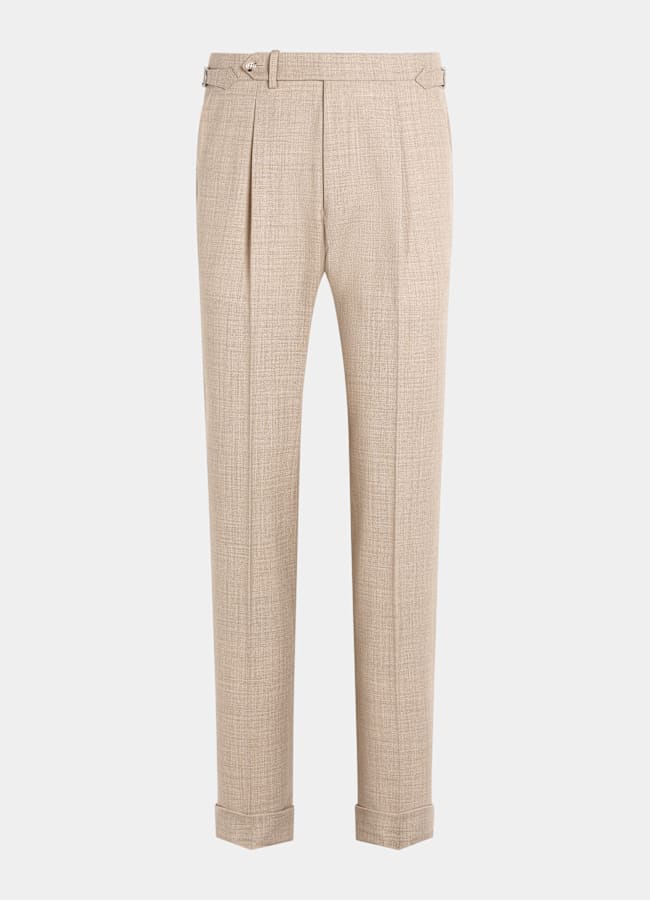 SUITSUPPLY All Season Wrinkle-Free 4-Ply Wool by Rogna, Italy Sand Slim Leg Tapered Trousers