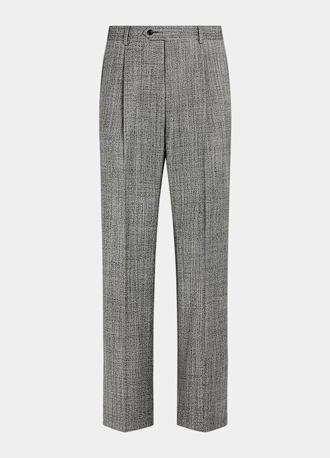 SUITSUPPLY Winter Wool Polyester by Emmetex, Italy Black Wide Leg Straight Pants