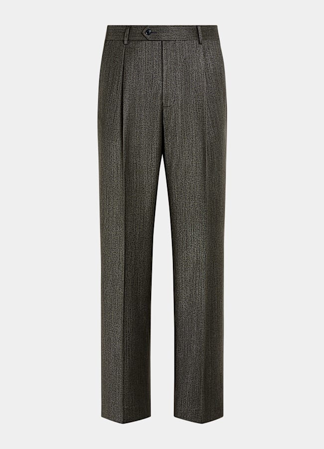 SUITSUPPLY Winter Pure Wool by Vitale Barberis Canonico, Italy Green Wide Leg Straight Trousers