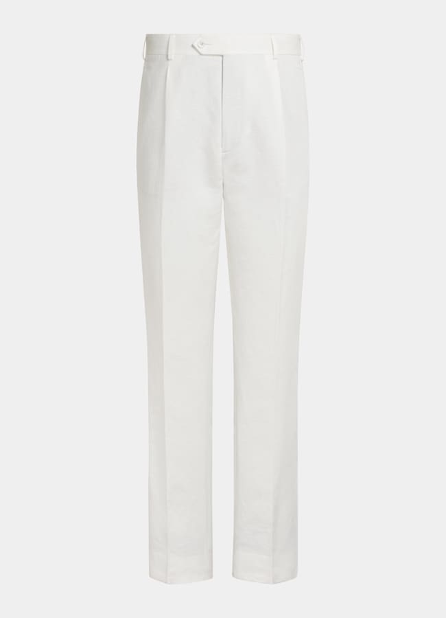 White Wide Leg Straight Pants in Linen Cotton | SUITSUPPLY