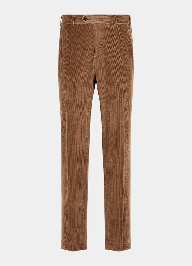 SUITSUPPLY Winter Pure Cotton Corduroy by Pontoglio, Italy Mid Brown Straight Leg Trousers