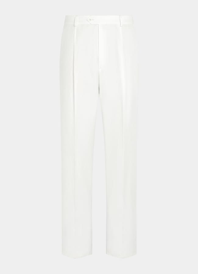 SUITSUPPLY Été Lyocell, lin, coton par Di Sondrio, Italie Pantalon Wide Leg Straight blanc cassé