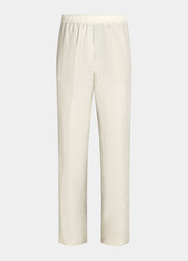 SUITSUPPLY Summer Pure Linen by Di Sondrio, Italy Sand Wide Leg Straight Trousers