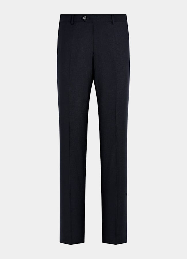 SUITSUPPLY All Season Wrinkle-Free 4-Ply Wool by Rogna, Italy Navy Straight Leg Suit Pants