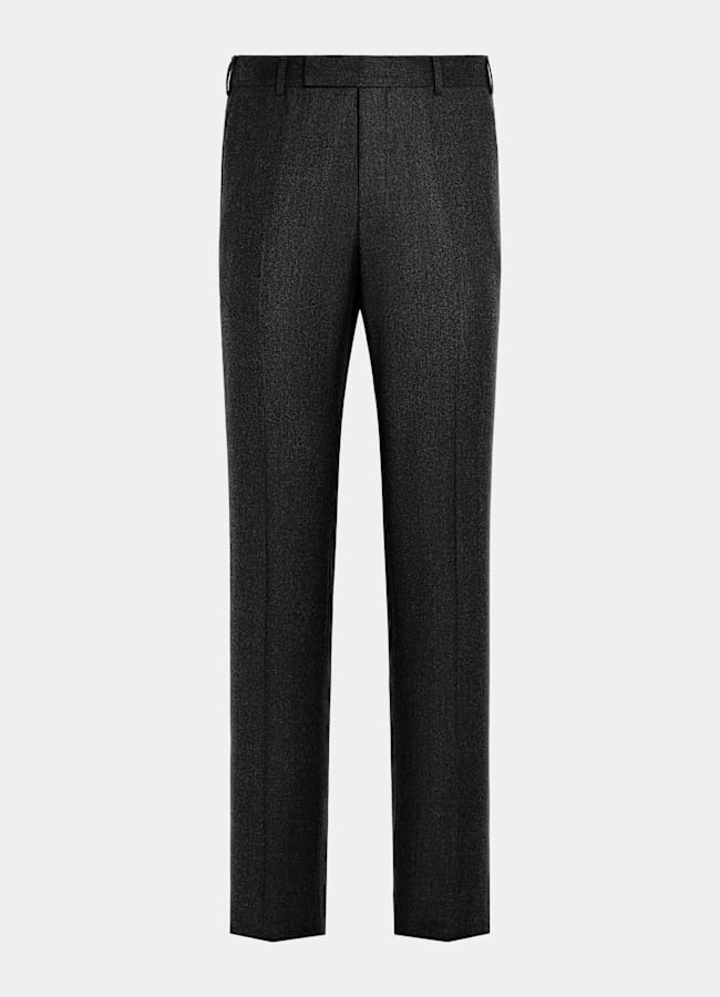 SUITSUPPLY Winter Pure S120's Wool Flannel by Vitale Barberis Canonico, Italy Dark Grey Straight Leg Suit Trousers