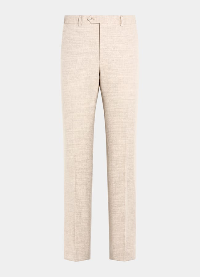 SUITSUPPLY All Season Wrinkle-Free 4-Ply Wool by Rogna, Italy Sand Straight Leg Suit Trousers
