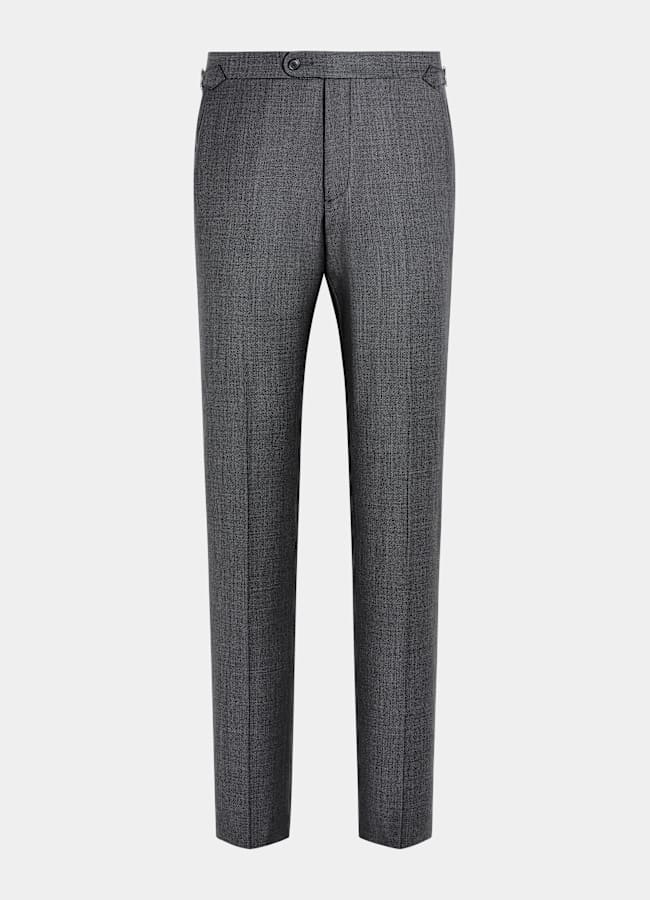 Dark Grey Bird's Eye Slim Leg Straight Suit Pants in Pure