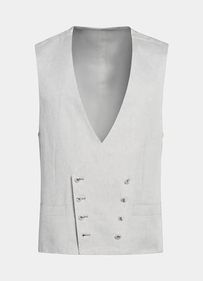 SUITSUPPLY Linen Cotton by Di Sondrio, Italy Light Grey Waistcoat