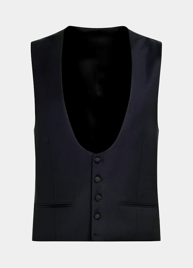 SUITSUPPLY Pura lana S110s de Vitale Barberis Canonico, Italia Chaleco de esmoquin azul marino