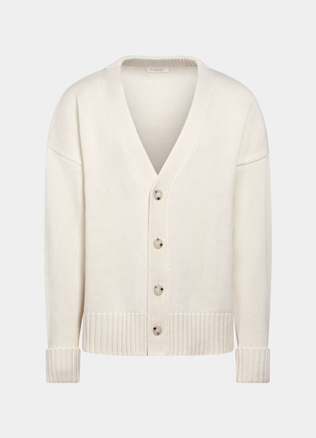 SUITSUPPLY Pure Wool Off-White Merino Oversized Cardigan