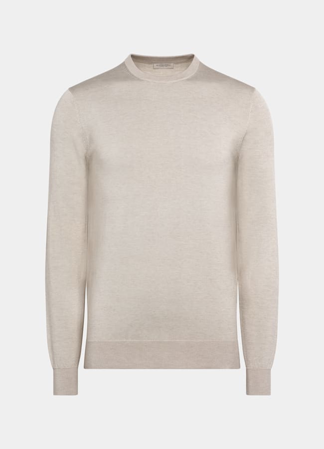 SUITSUPPLY Californian Cotton & Mulberry Silk Sand Crewneck