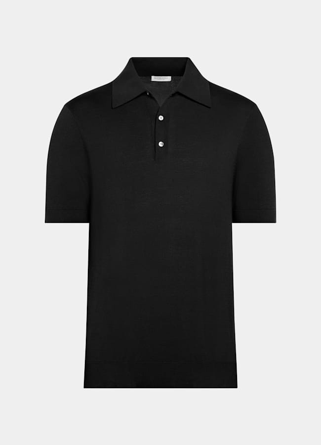 SUITSUPPLY Cotton Silk Black Polo