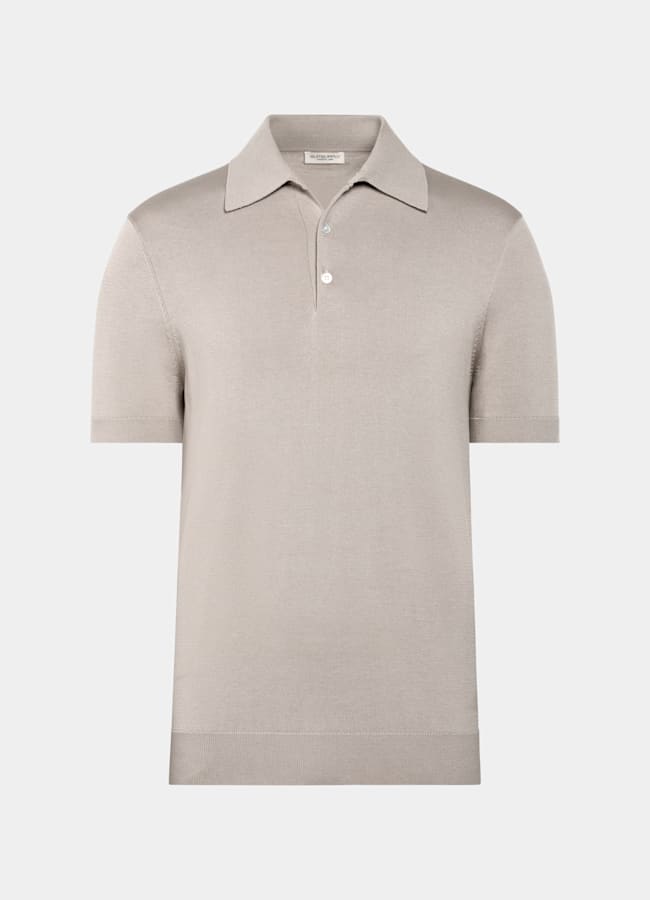 SUITSUPPLY Cotton Silk Light Taupe Polo