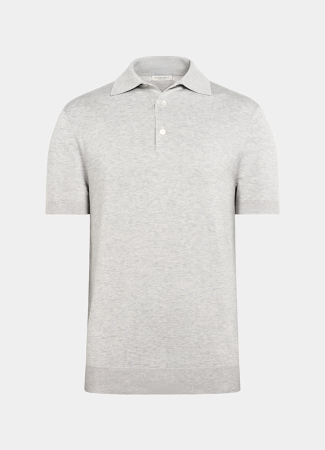 SUITSUPPLY Cotton Silk Light Grey Polo