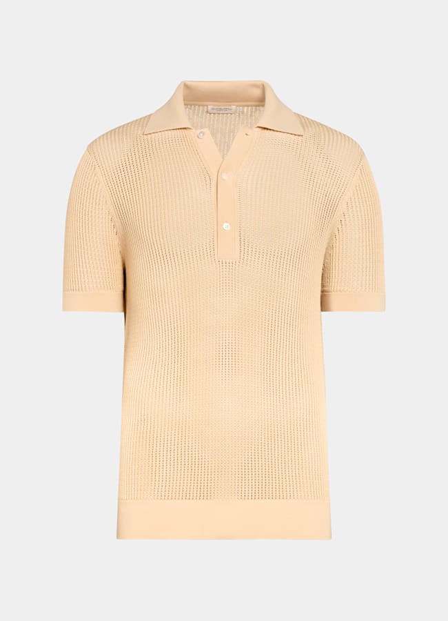 SUITSUPPLY Cotton Silk Light Yellow Crochet Polo