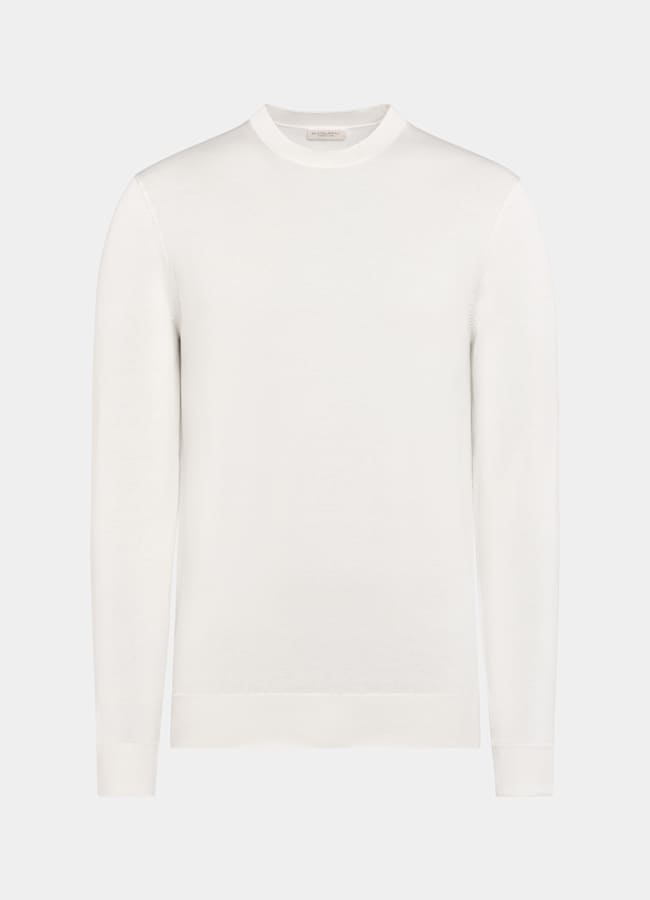 SUITSUPPLY Cotton Silk Off-White Crewneck