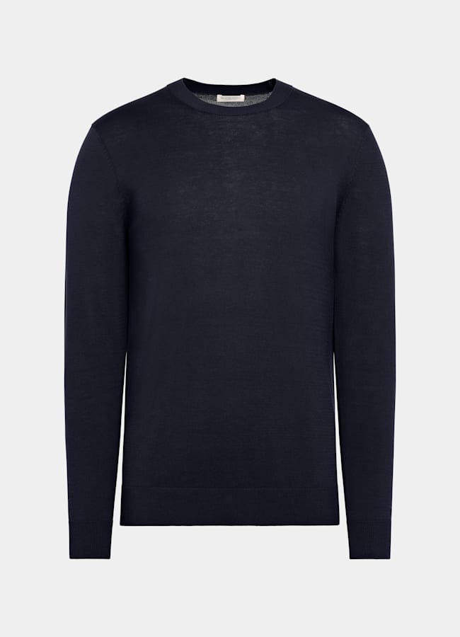 SUITSUPPLY Cotton Silk Navy Crewneck