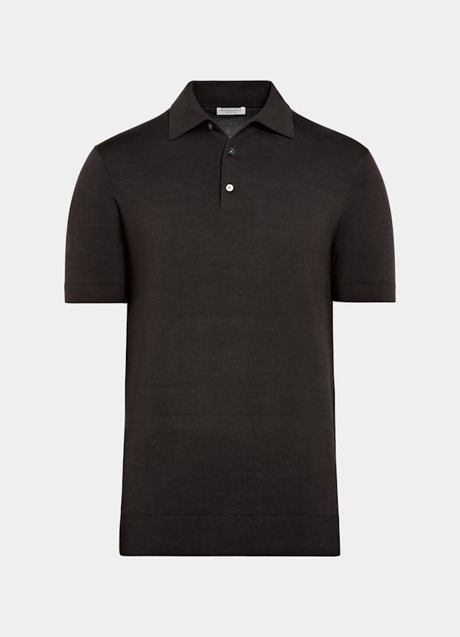 SUITSUPPLY Cotton Silk Dark Brown Polo