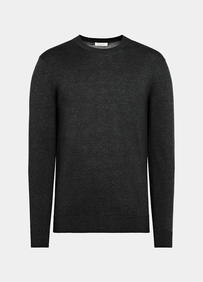 SUITSUPPLY Cotone e seta Girocollo grigio scuro