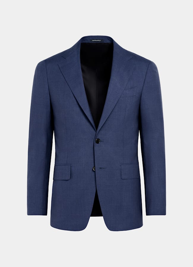 SUITSUPPLY Pure S120's Tropical Wool by Vitale Barberis Canonico, Italy Mid Blue Custom Made Suit