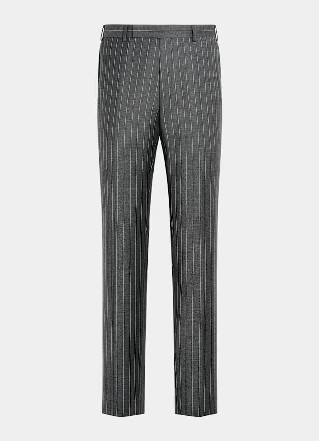 SUITSUPPLY Pure S110's Wool by Vitale Barberis Canonico, Italy Mid Grey Striped Custom Made Suit