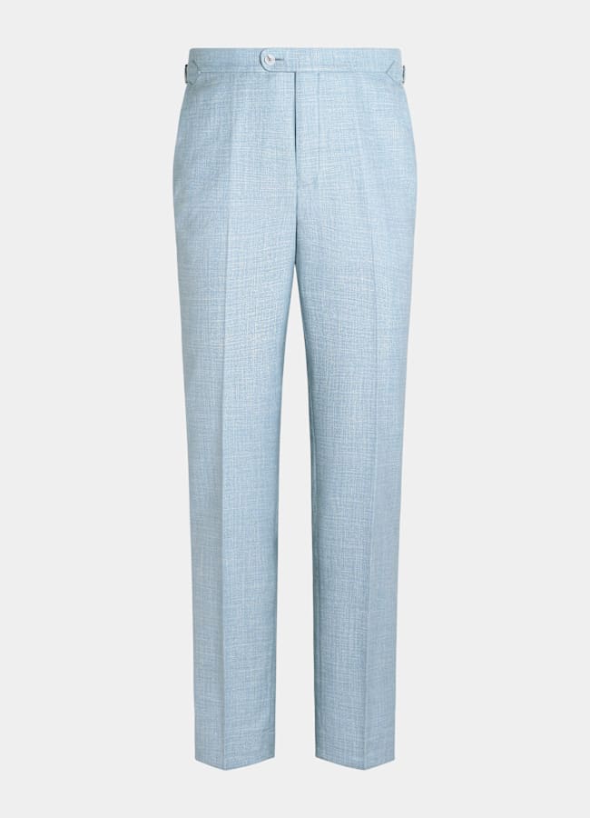SUITSUPPLY Summer Wool Silk Linen by E.Thomas, Italy Light Blue Tailored Fit Havana Suit