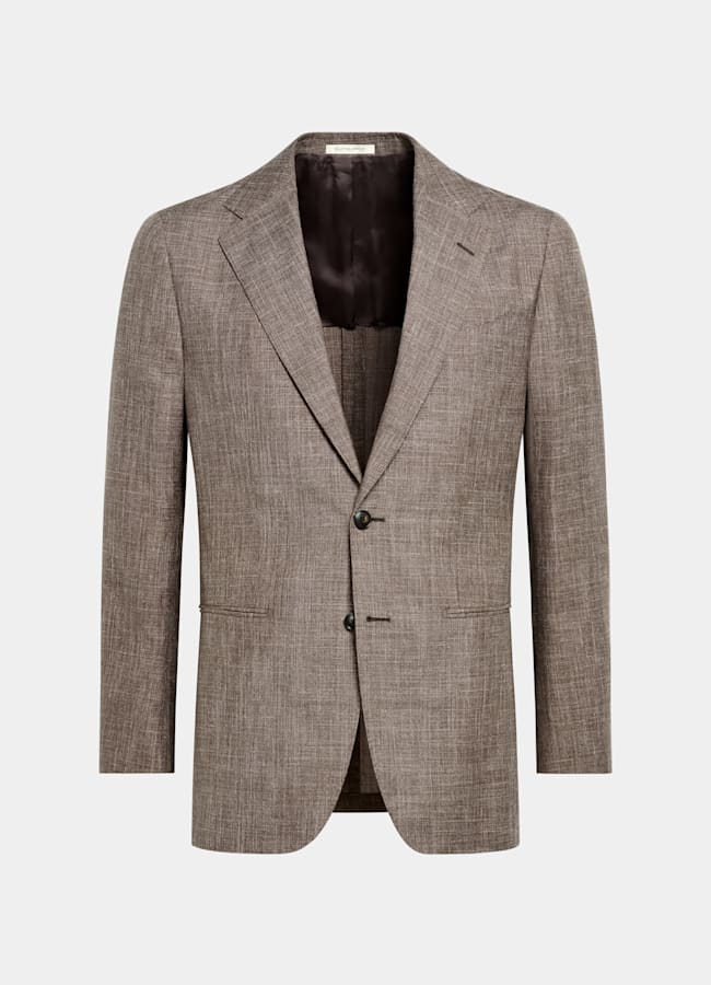 SUITSUPPLY Summer Wool Silk Linen by Rogna, Italy Mid Brown Tailored Fit Havana Suit