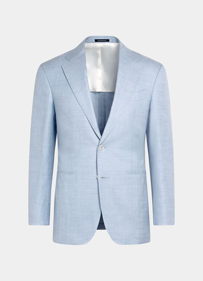 SUITSUPPLY Estate Lana, seta e lino - E.Thomas, Italia Abito Havana blu chiaro tailored fit