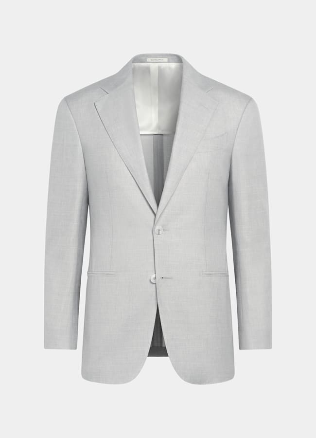 SUITSUPPLY Été Laine, soie et lin par Rogna, Italie Costume Havana coupe Tailored gris clair