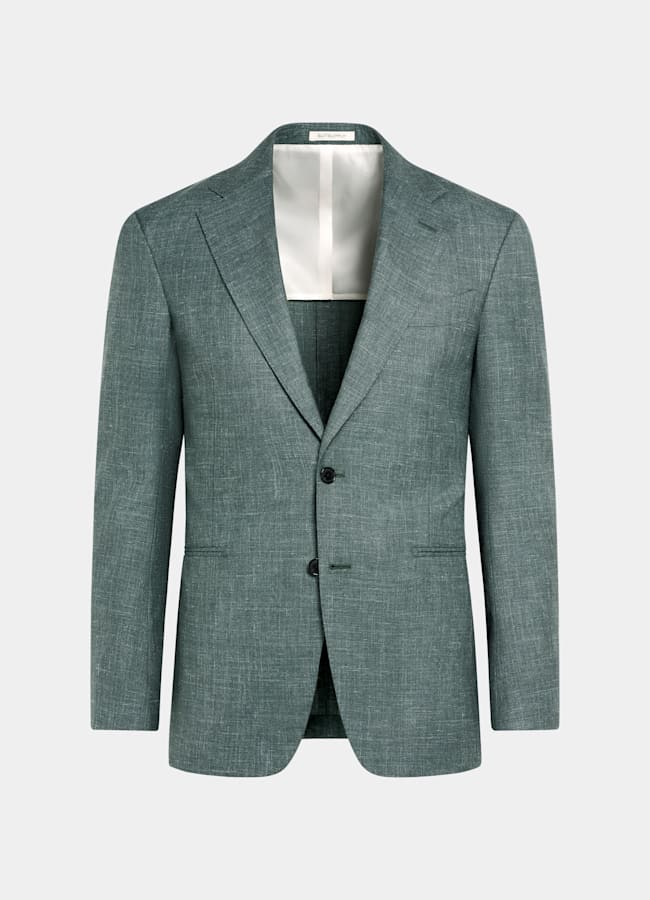 SUITSUPPLY Summer Wool Silk Linen by E.Thomas, Italy Green Tailored Fit Havana Suit